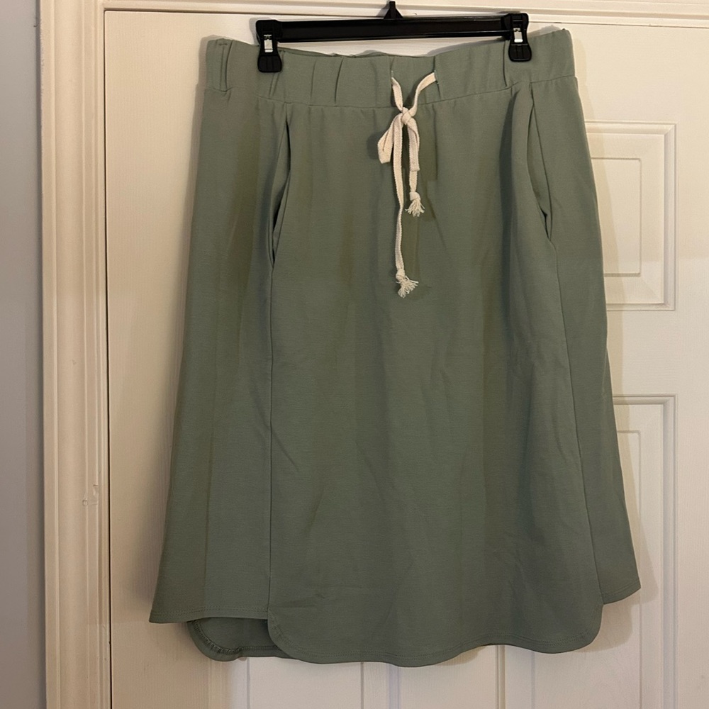 Roolee drawstring sweatshirt skirt in sage XL